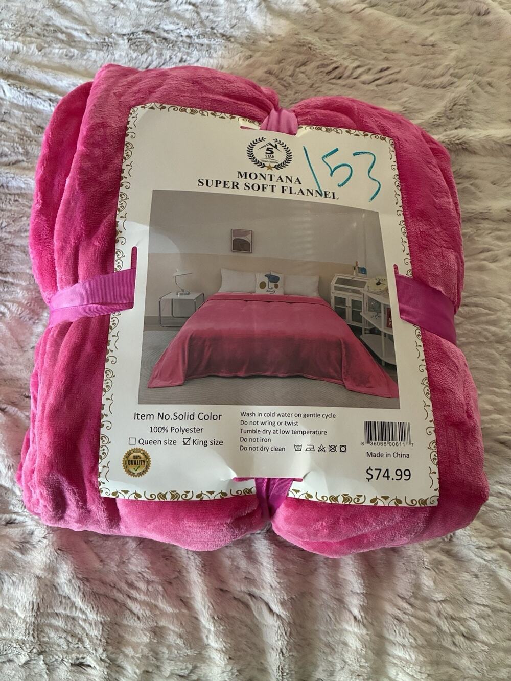 Montana Super Soft King Size Hot Pink Blanket NWT